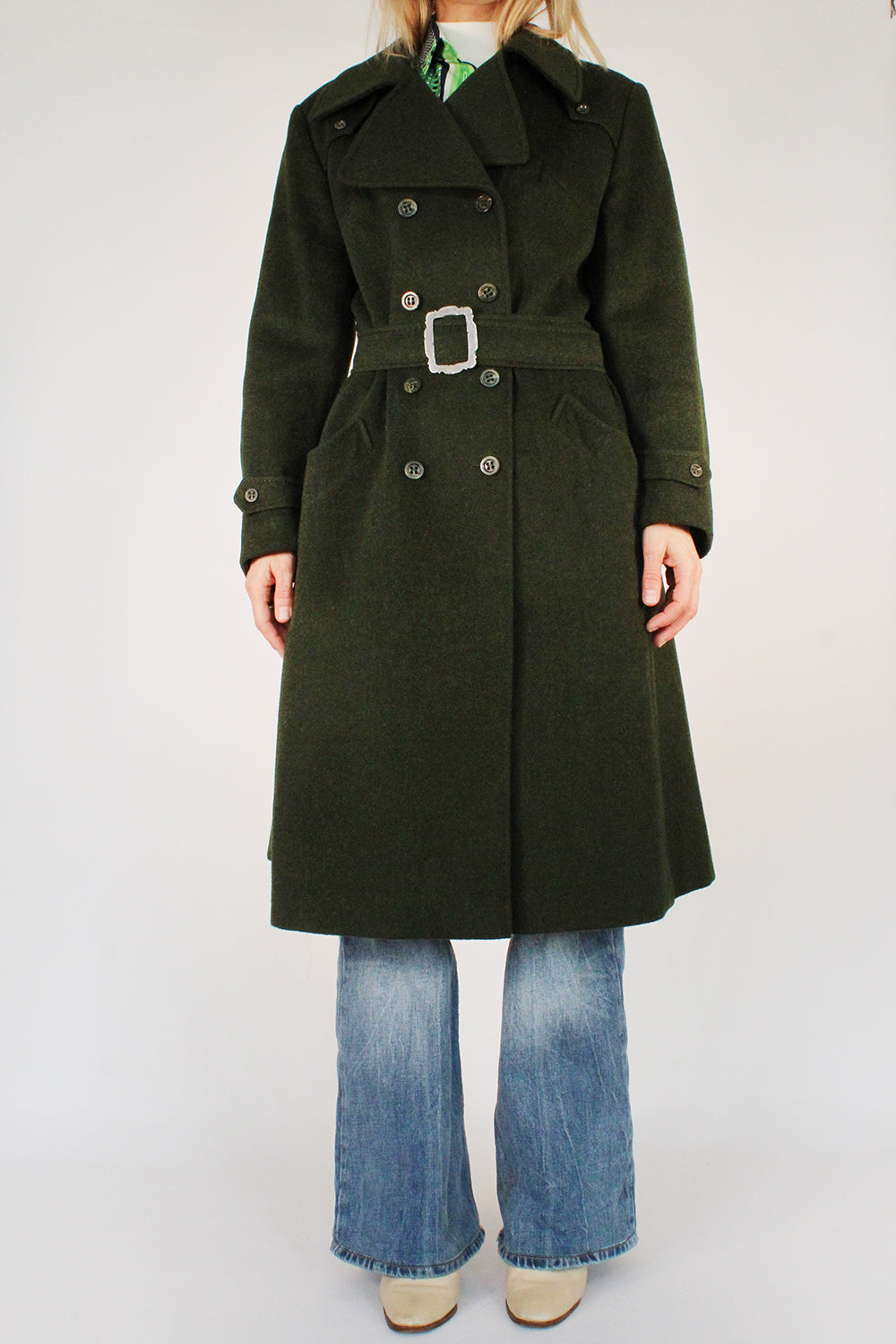 Vintage 70s wollen jas met ceintuur