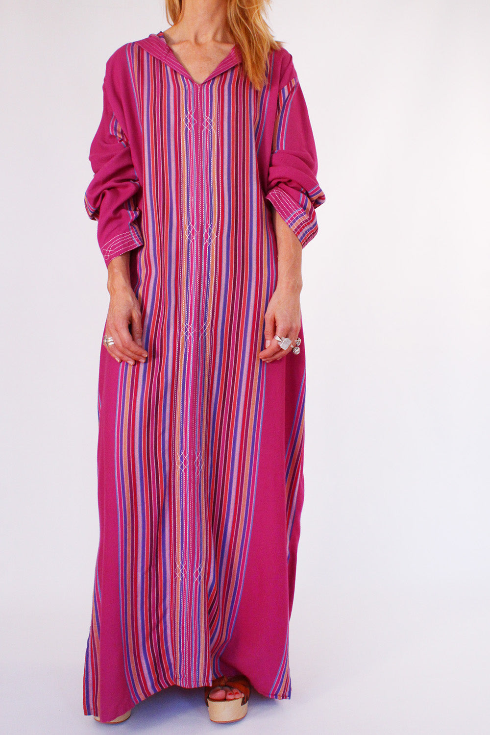 Vintage katoenen kaftan met capuchon