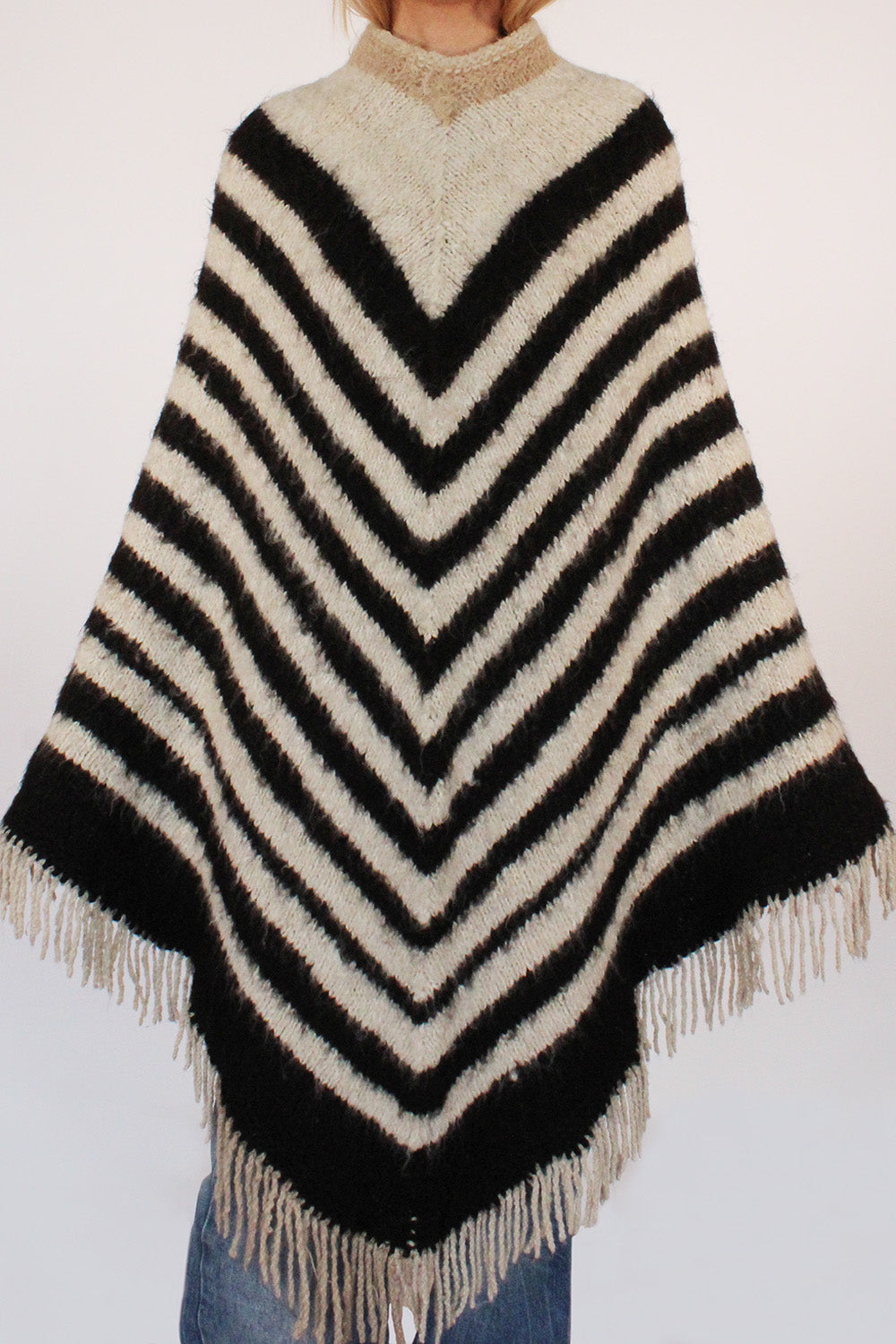 Vintage 70s gebreide poncho