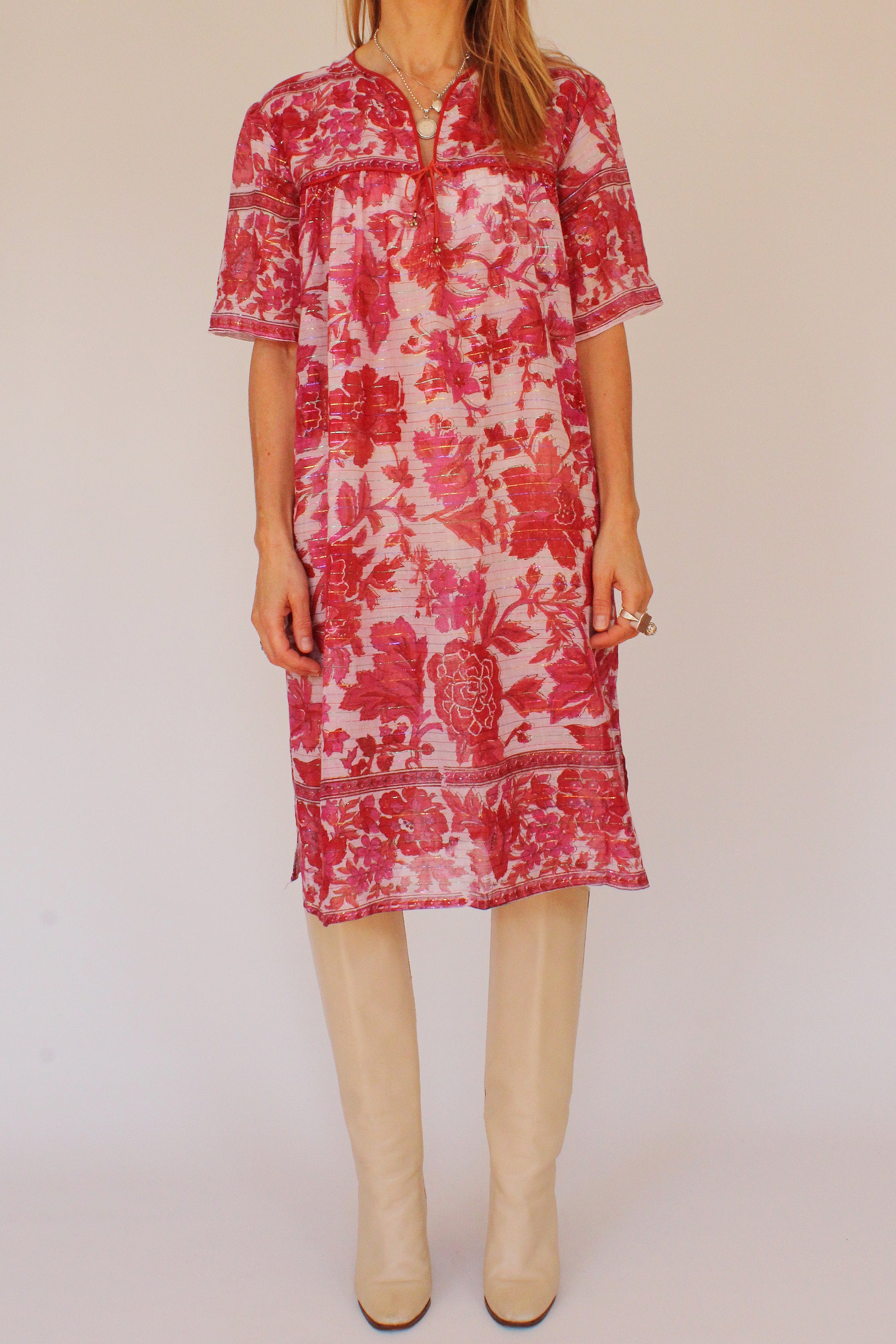Vintage Indiase metallic hippie jurk