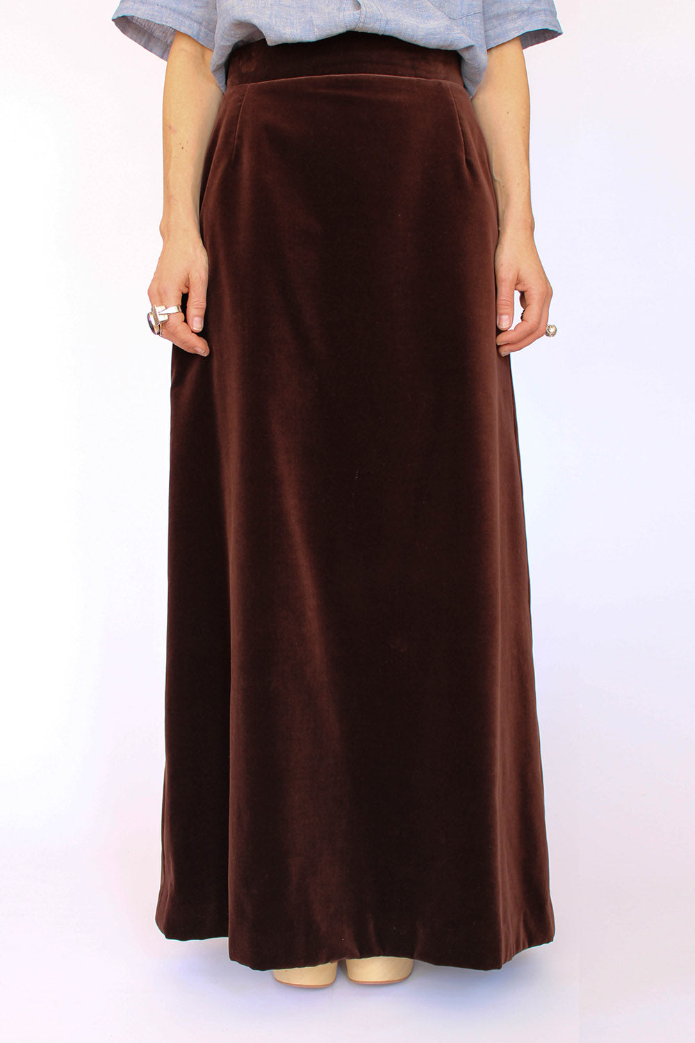 Vintage 70s velvet maxi rok_1