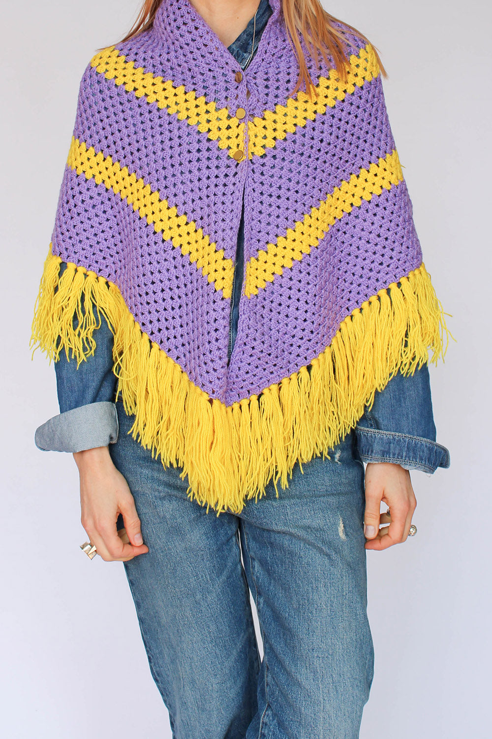 Vintage gehaakte chevron cape_1