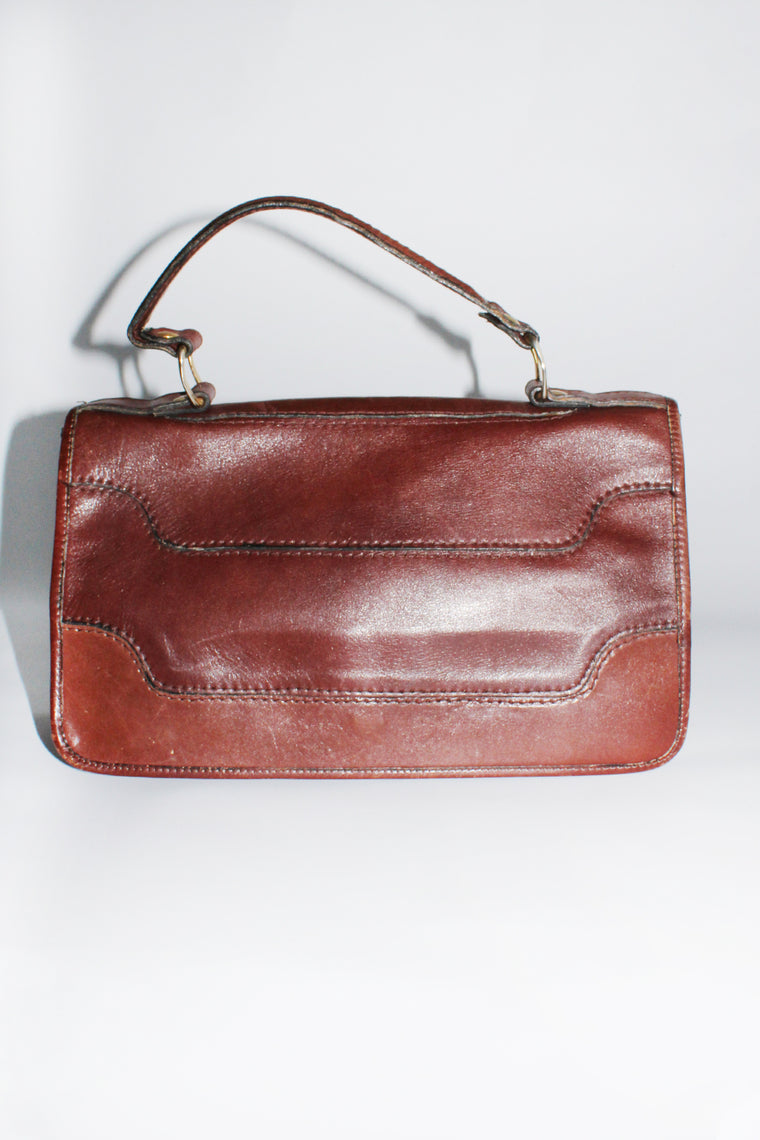 70s vintage leren handtas
