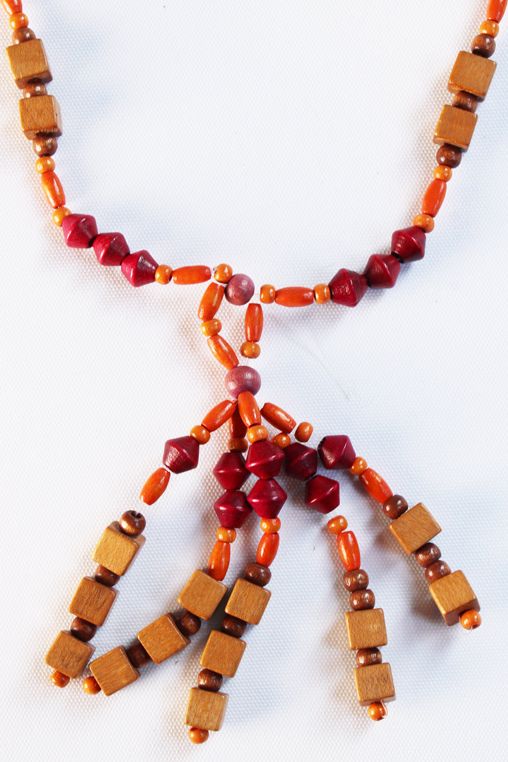 Handgemaakte vintage houten kralenketting