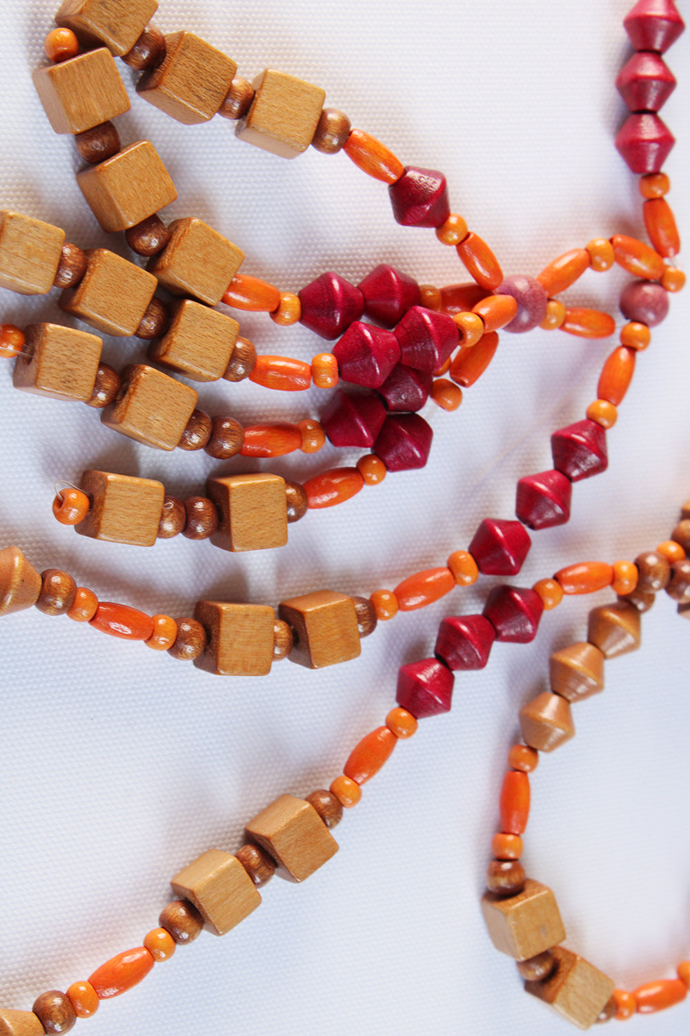Handgemaakte vintage houten kralenketting