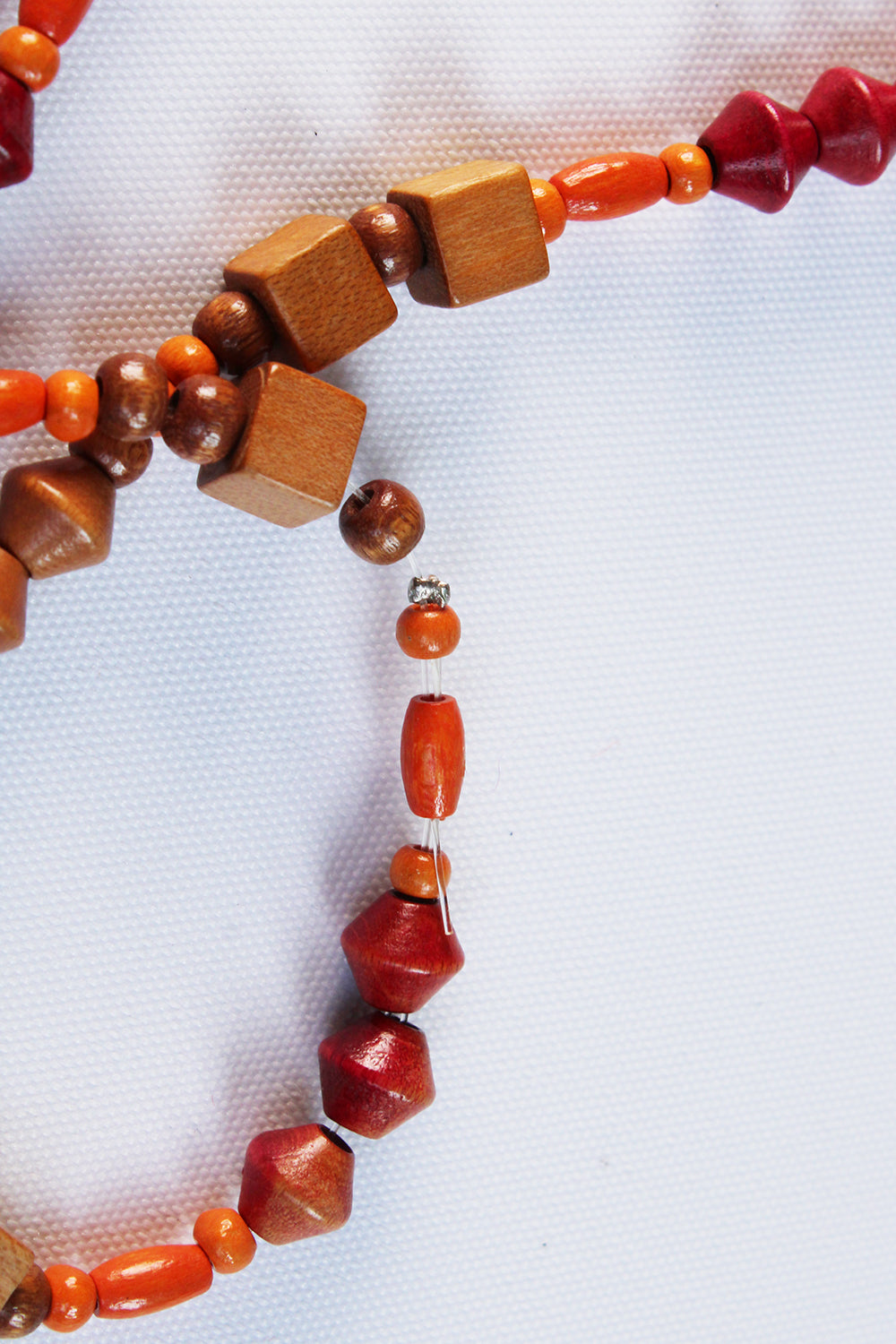 Handgemaakte vintage houten kralenketting