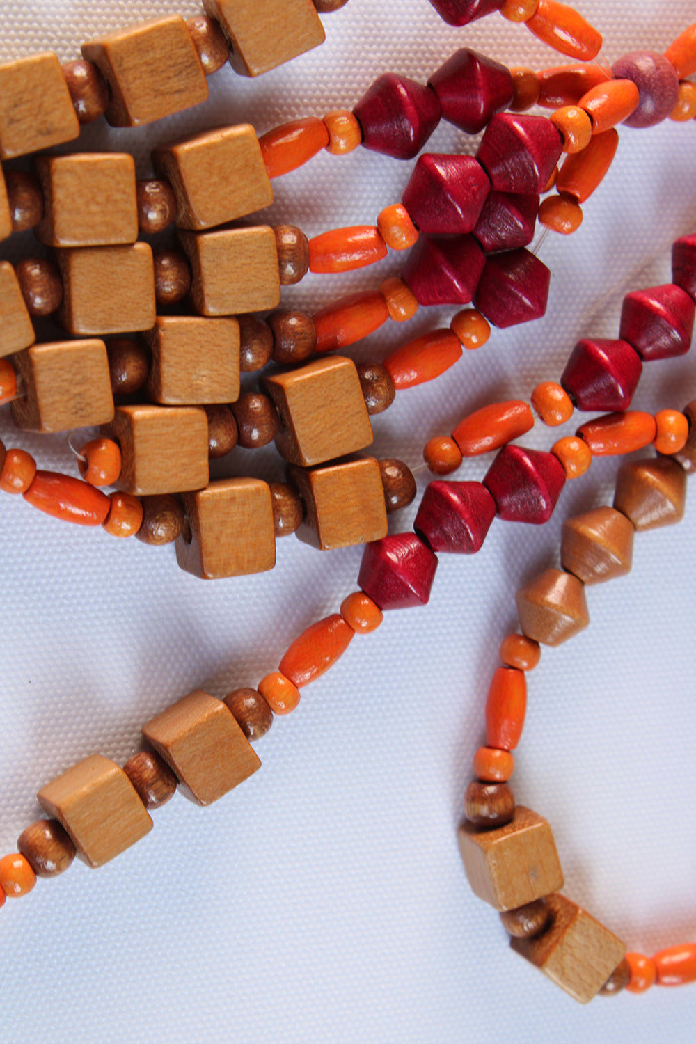 Handgemaakte vintage houten kralenketting