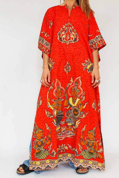 Vintage 1970s Batik maxi jurk