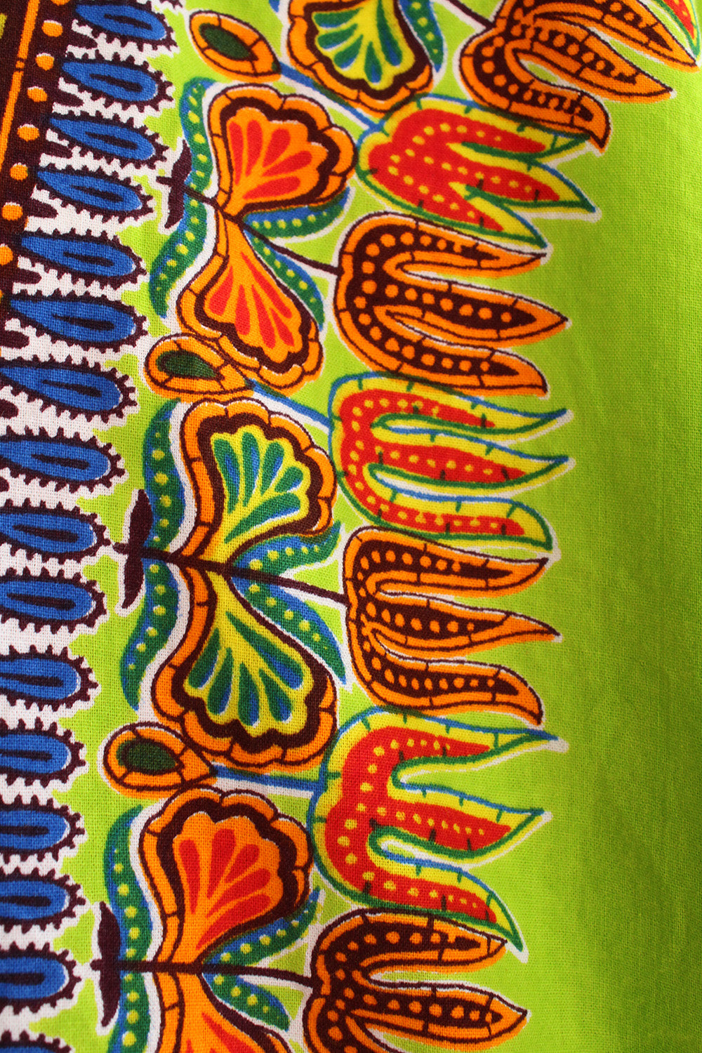 Vintage Dashiki shirt jaren 70 stofdetail en textuur authentiek