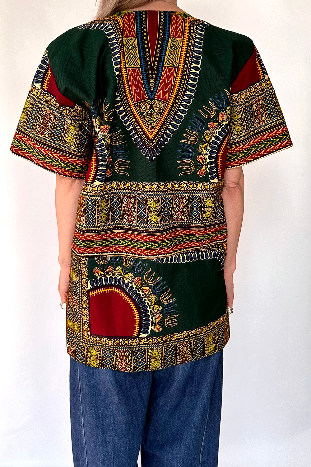 Vintage jaren 70 Dashiki tuniek achterkant Afrikaans patroon uniek
