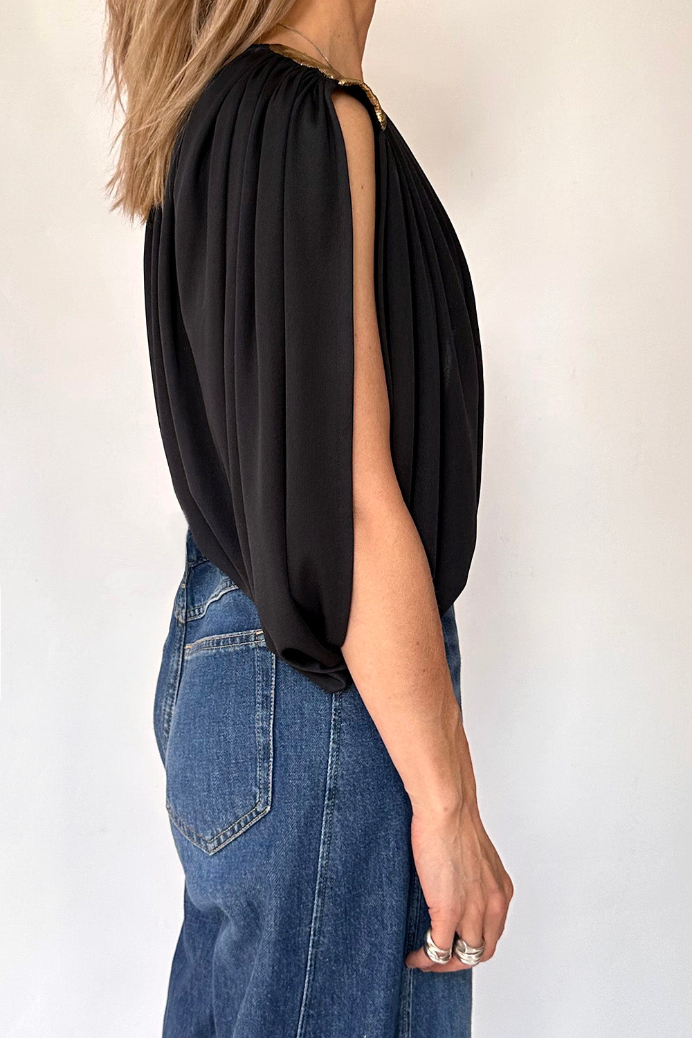 Vintage jaren 70 cropped top glam stijl zijkant free size