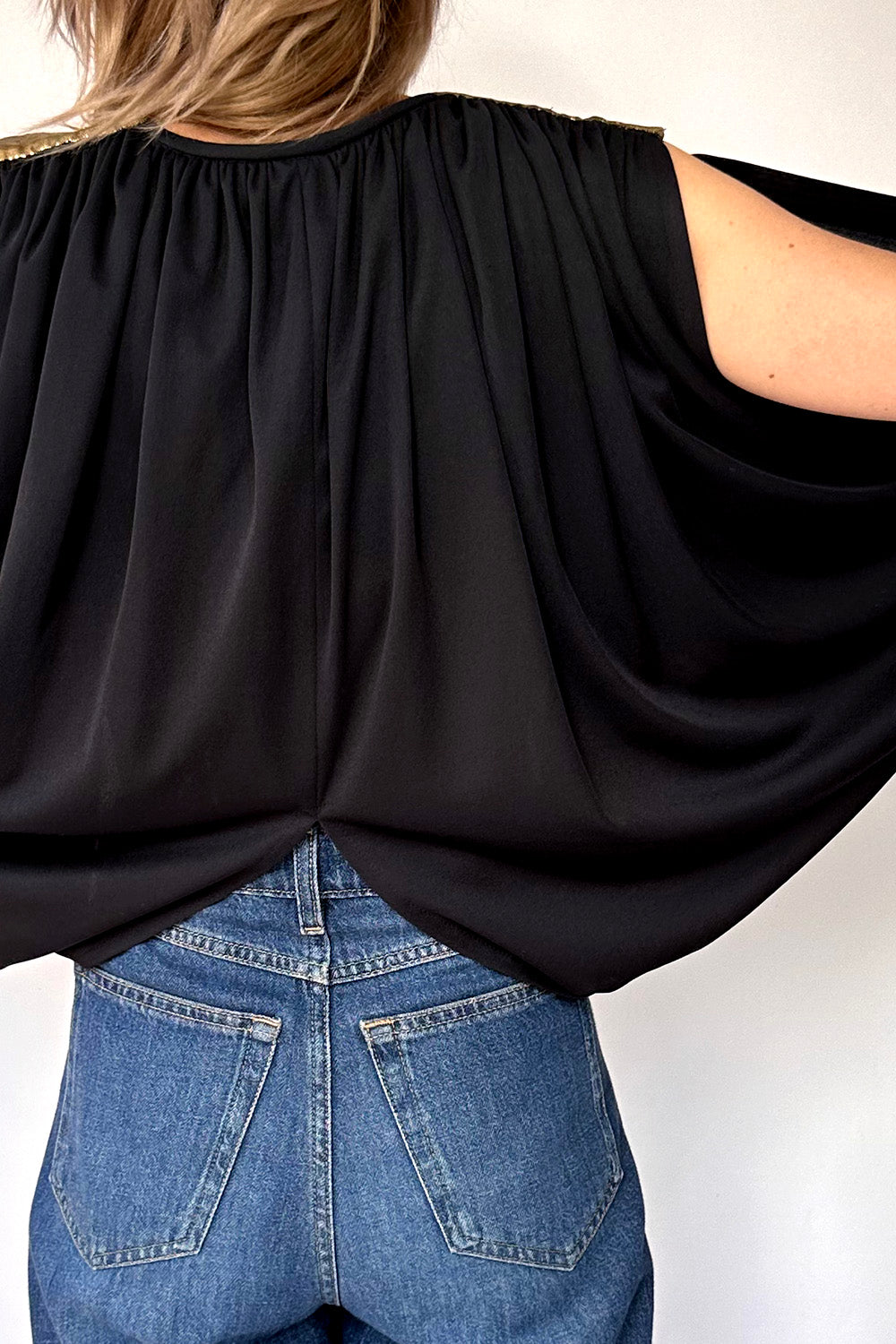 Vintage glam cropped top jaren 70 afwerking en pasvorm detail achterkant