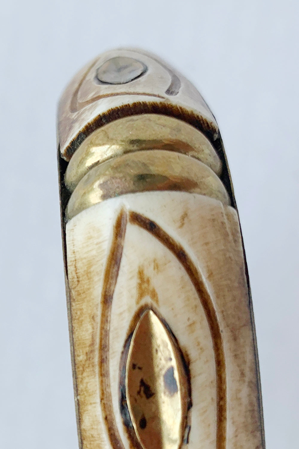 Vintage 1970s armband van koper en bot
