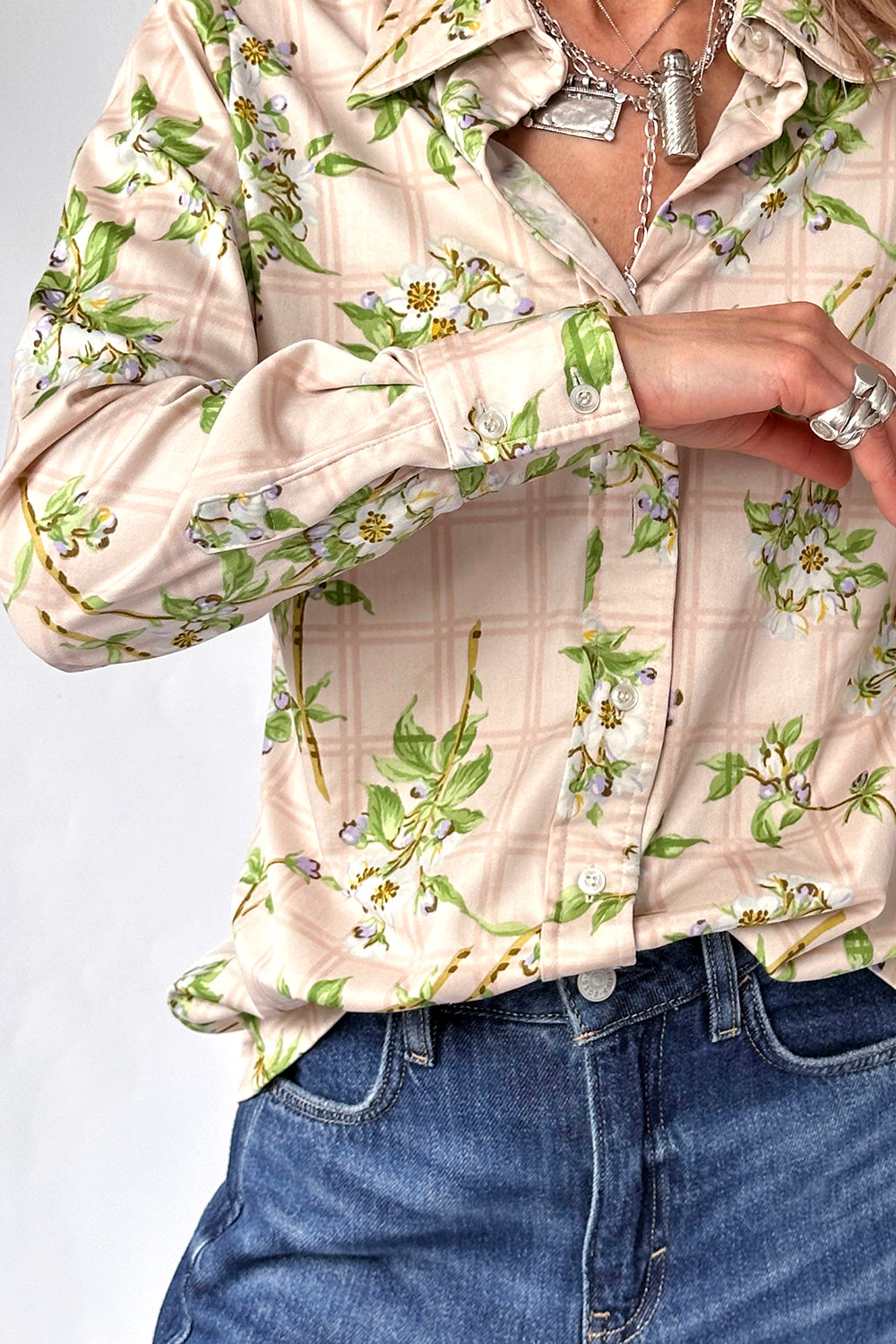 Vintage 1970s blouse mouwen en knopendetail klassiek
