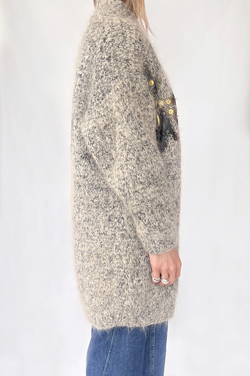 Vintage 1980s gebreid vest met applicaties