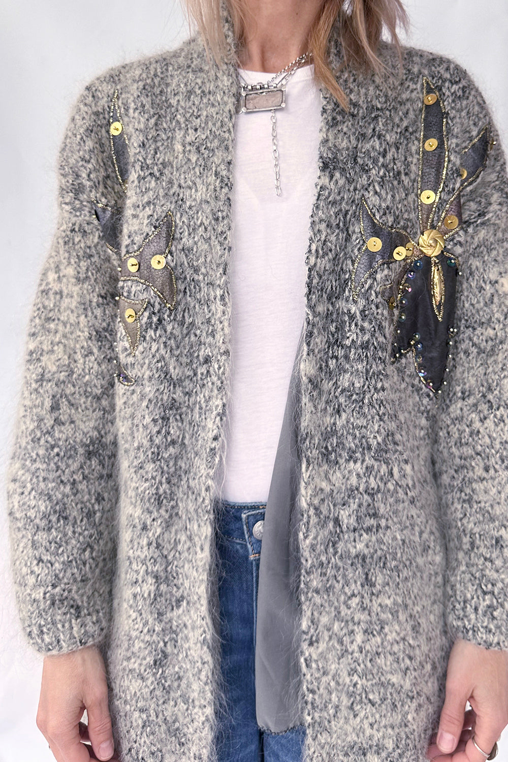 Vintage 1980s gebreid vest met applicaties