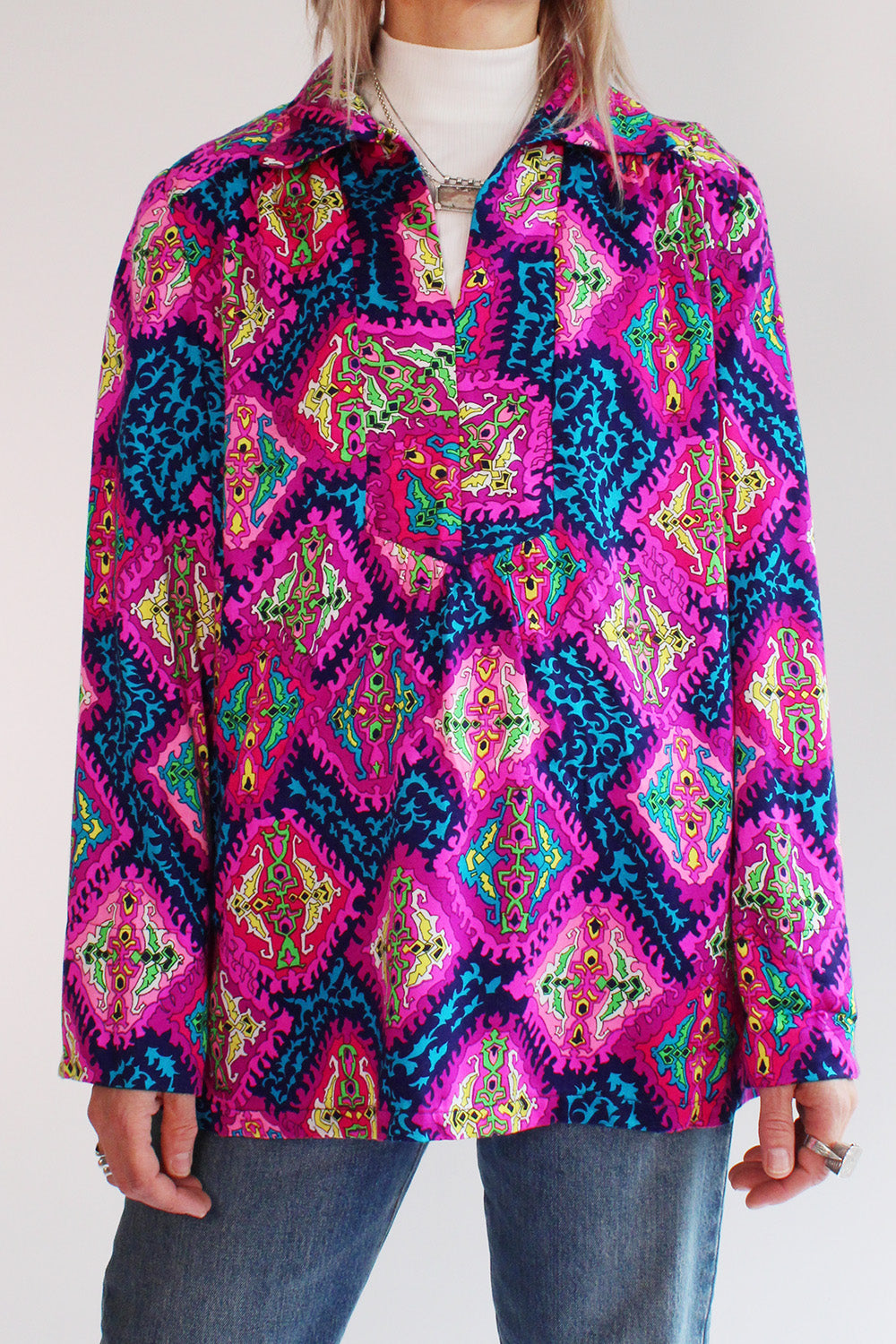 Vintage 60s tuniek met psychedelic print