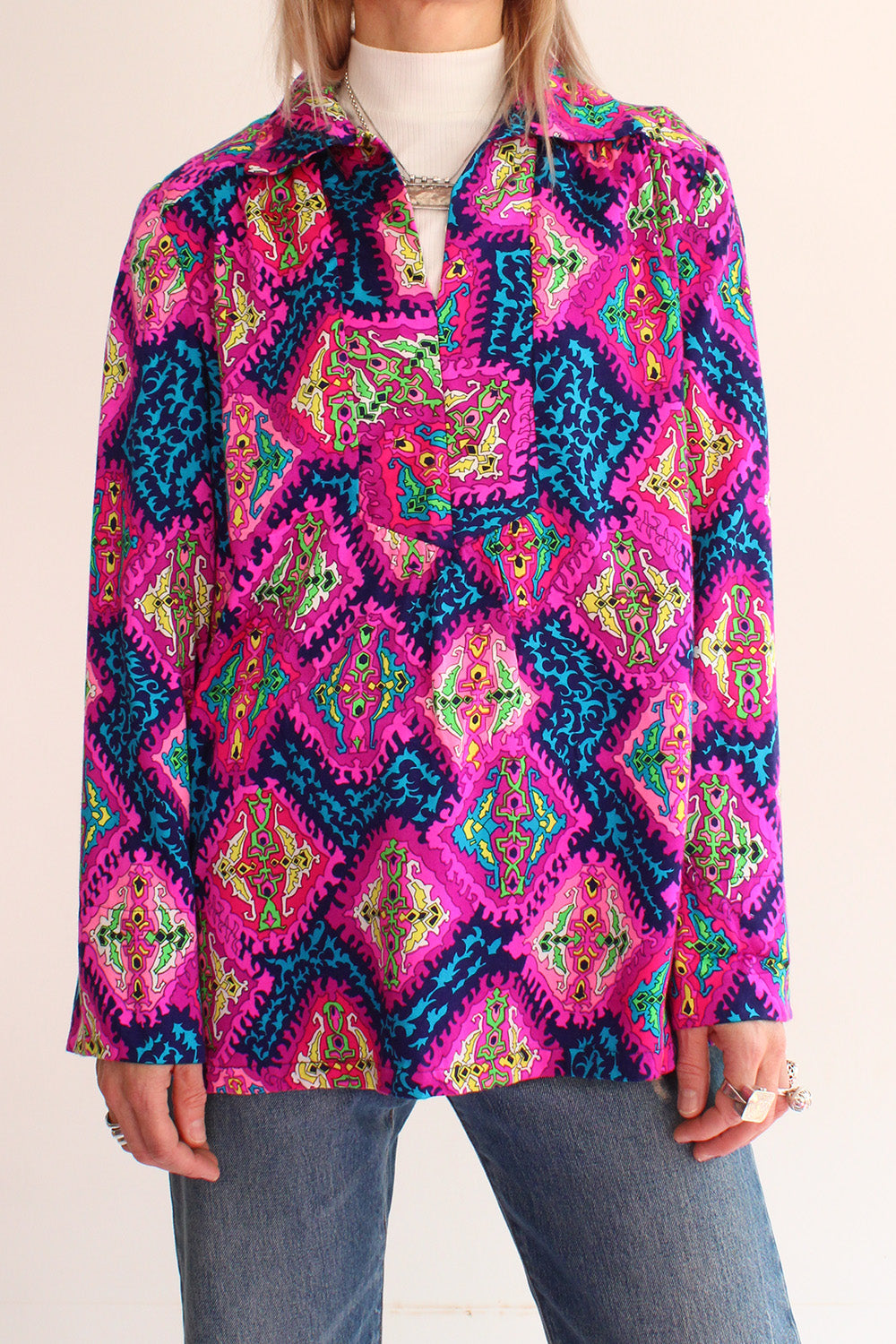 Vintage 60s tuniek met psychedelic print
