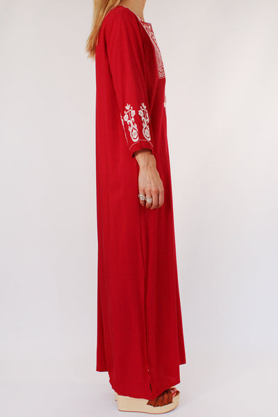 Vintage 70s geborduurde kaftan jurk