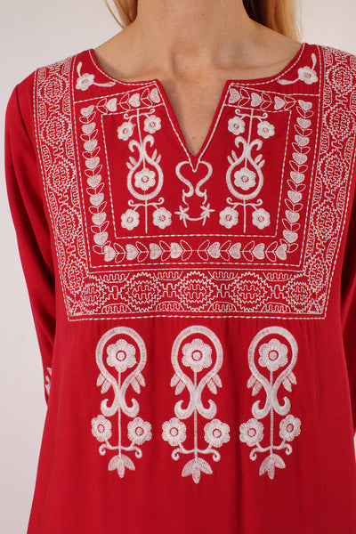 Vintage 70s geborduurde kaftan jurk