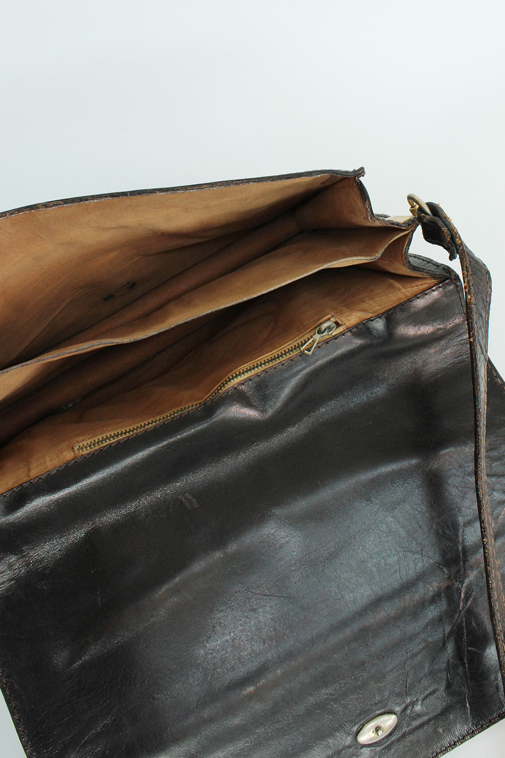 Vintage 70s leren schoudertas
