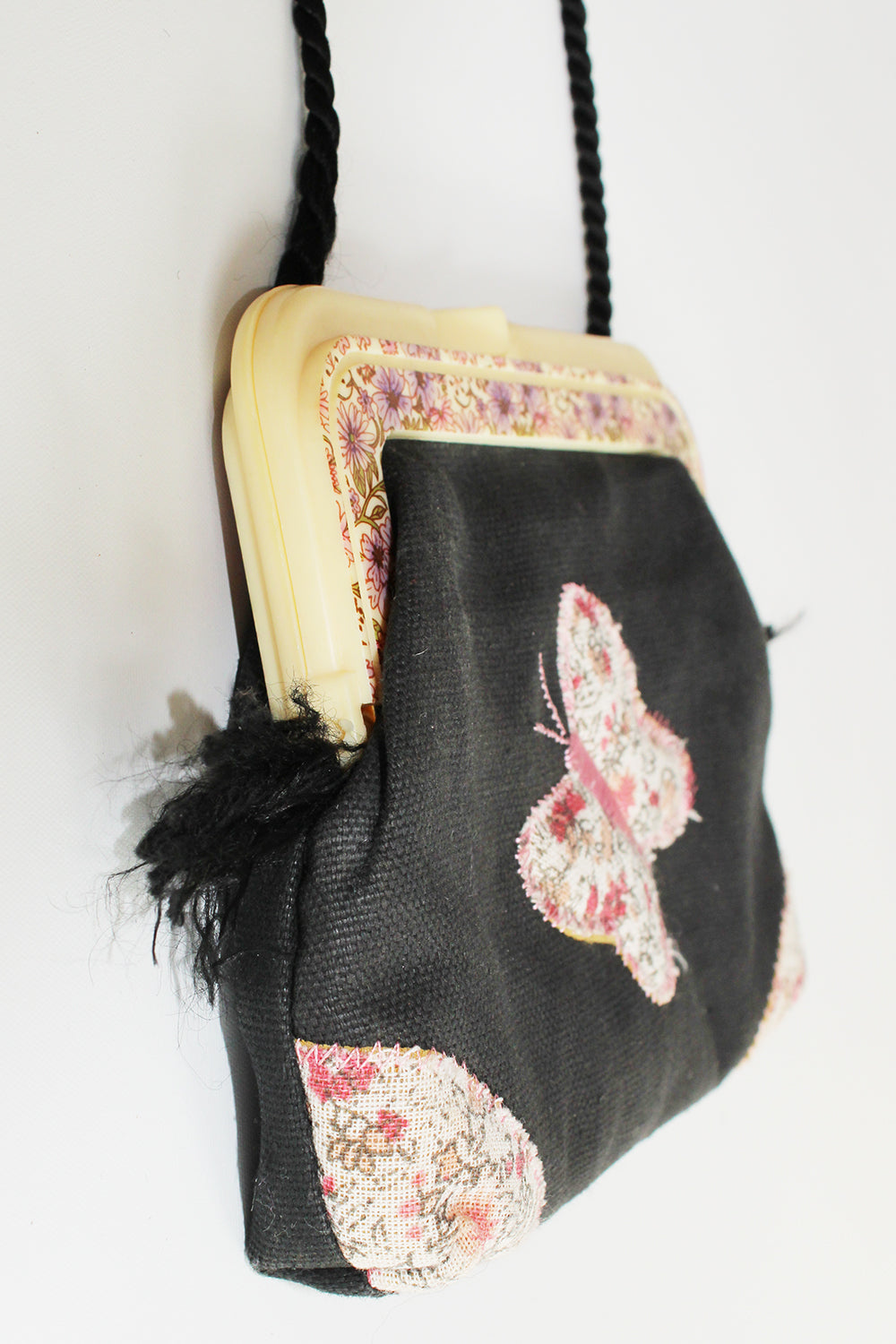 Vintage 70s patchwork tasje met knipsluiting