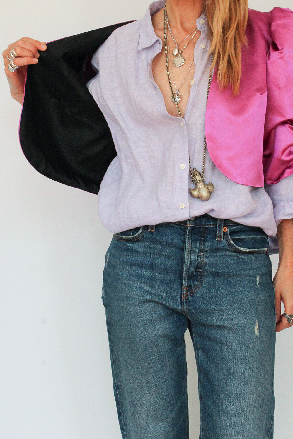 Vintage 80s cropped jasje met pofmouwen