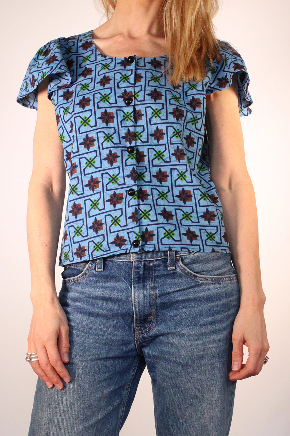 Vintage Afrikaanse Batik korte top