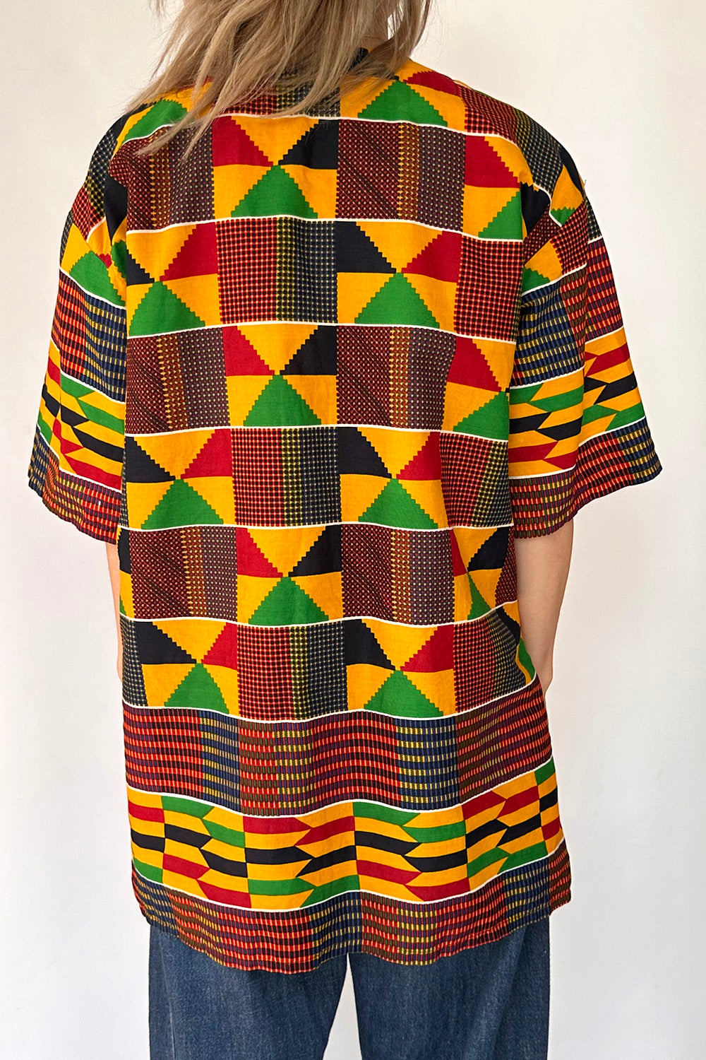 Vintage batik tuniek Afrikaanse print achterkant uniek patroon