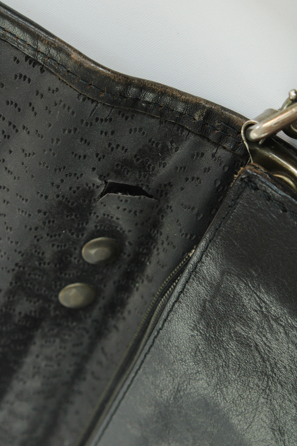 Vintage Double QQ schoudertas van leer