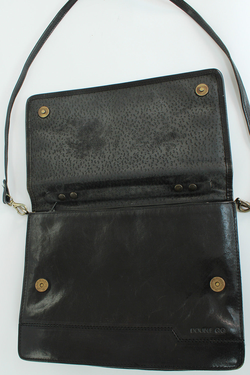 Vintage Double QQ schoudertas van leer