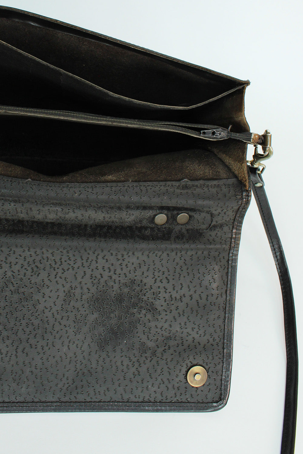 Vintage Double QQ schoudertas van leer