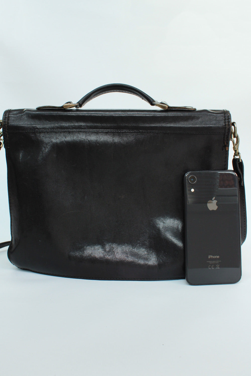 Vintage Double QQ schoudertas van leer