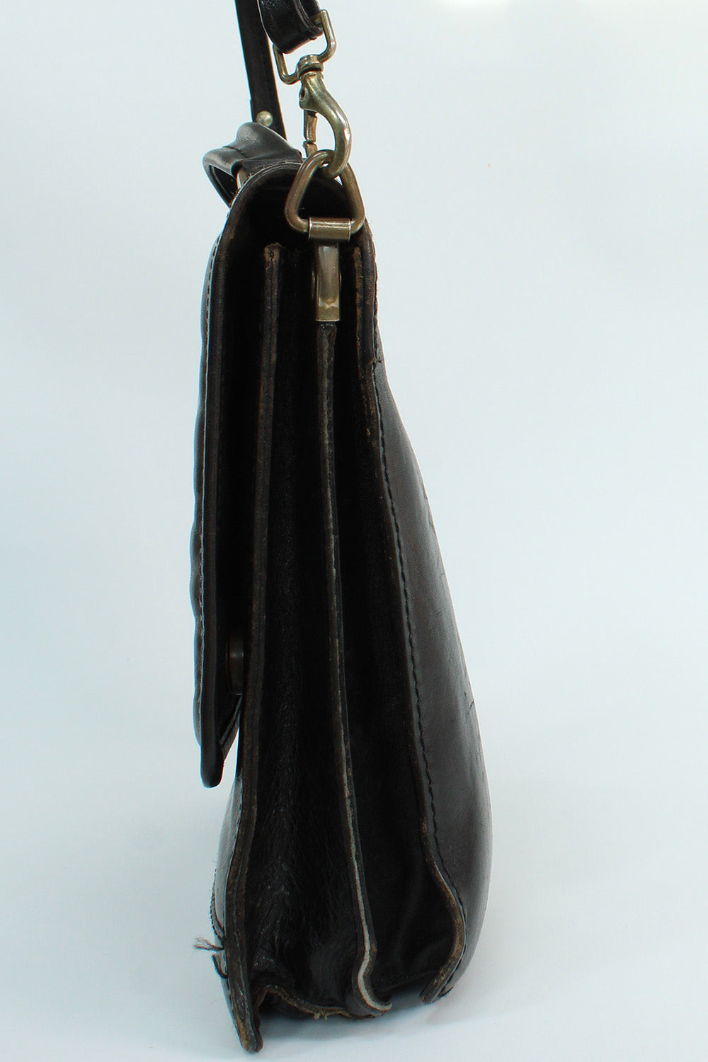 Vintage Double QQ schoudertas van leer