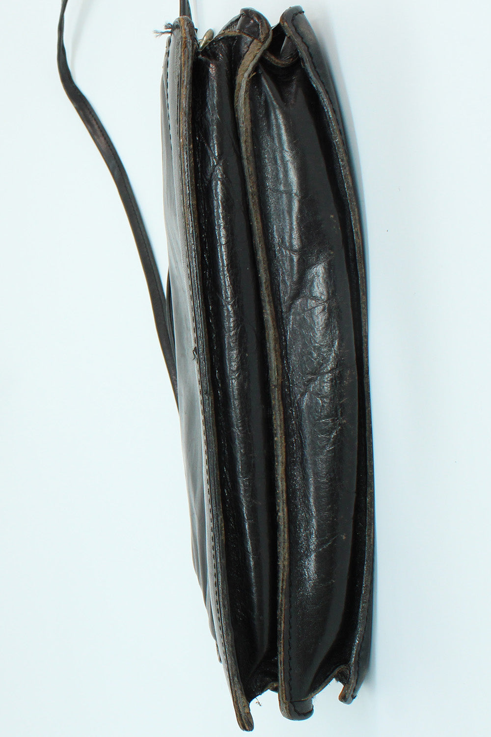 Vintage Double QQ schoudertas van leer