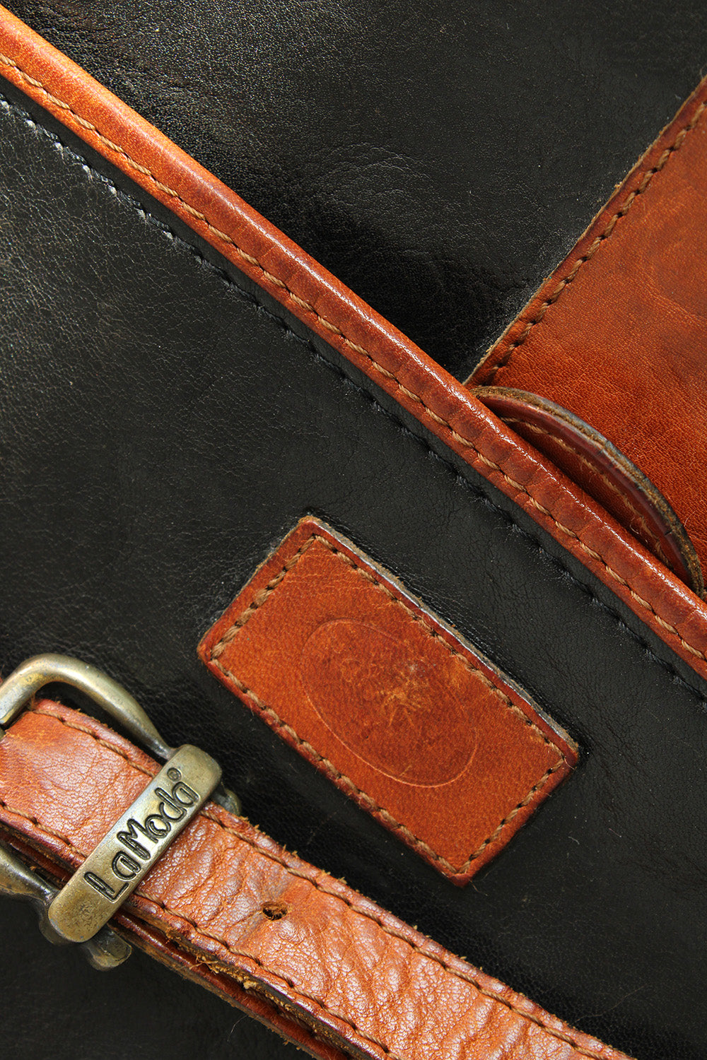 Vintage La moda schoudertas van leer