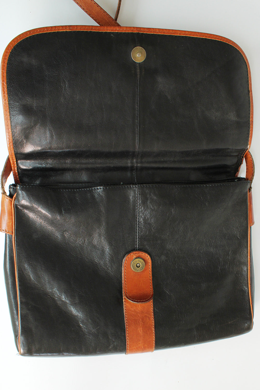 Vintage La moda schoudertas van leer