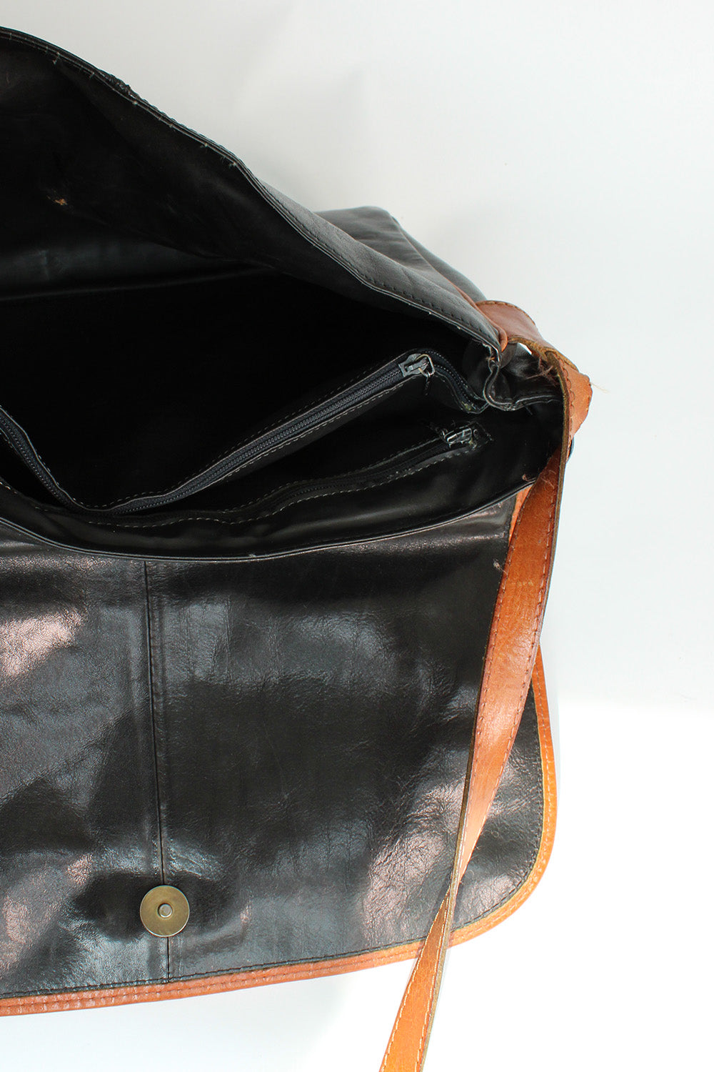 Vintage La moda schoudertas van leer