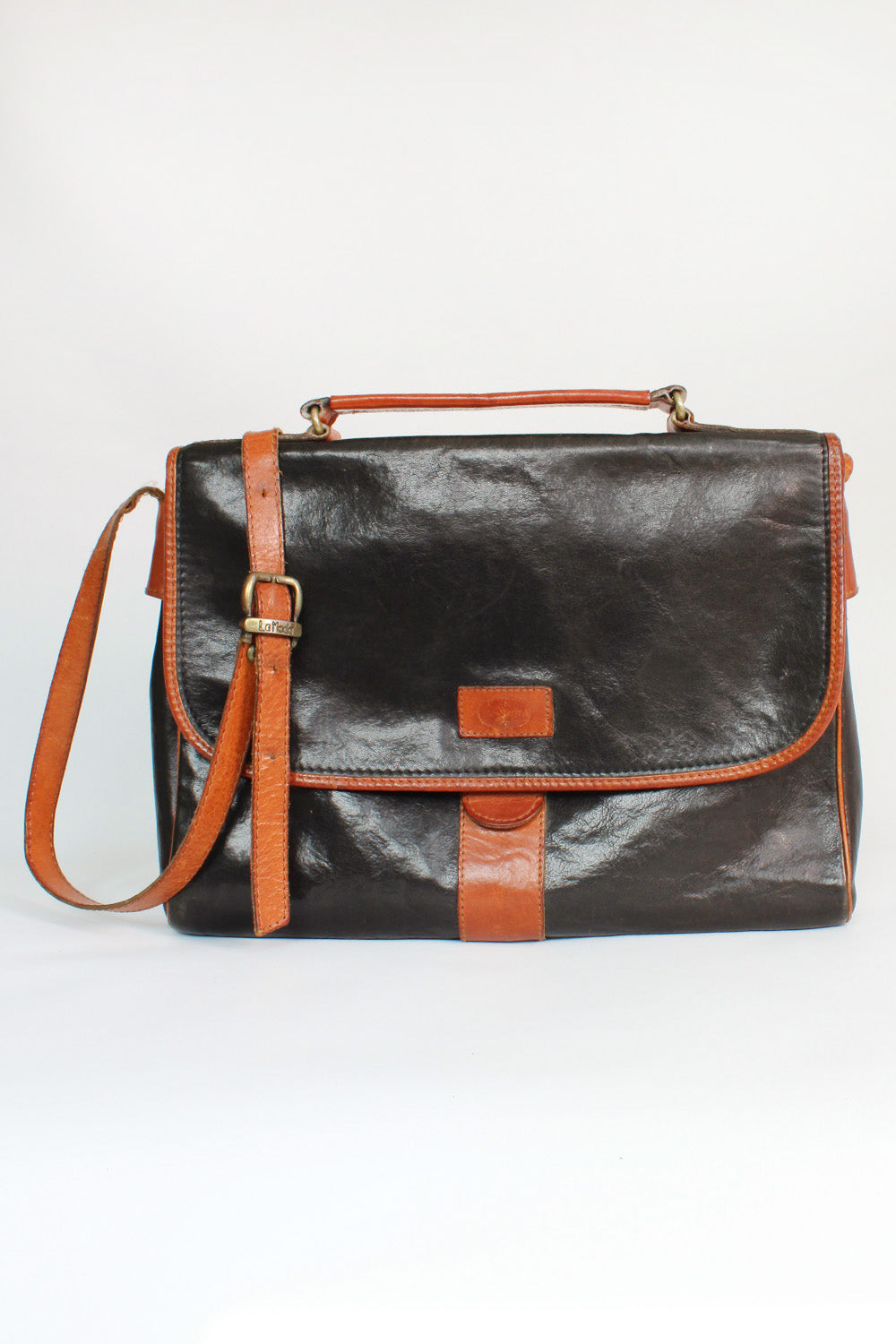 Vintage La moda schoudertas van leer