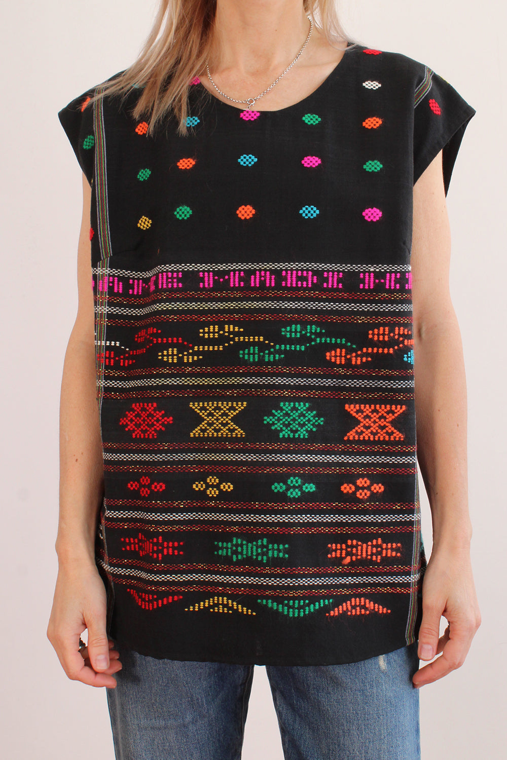 Vintage Mexicaanse geborduurde top