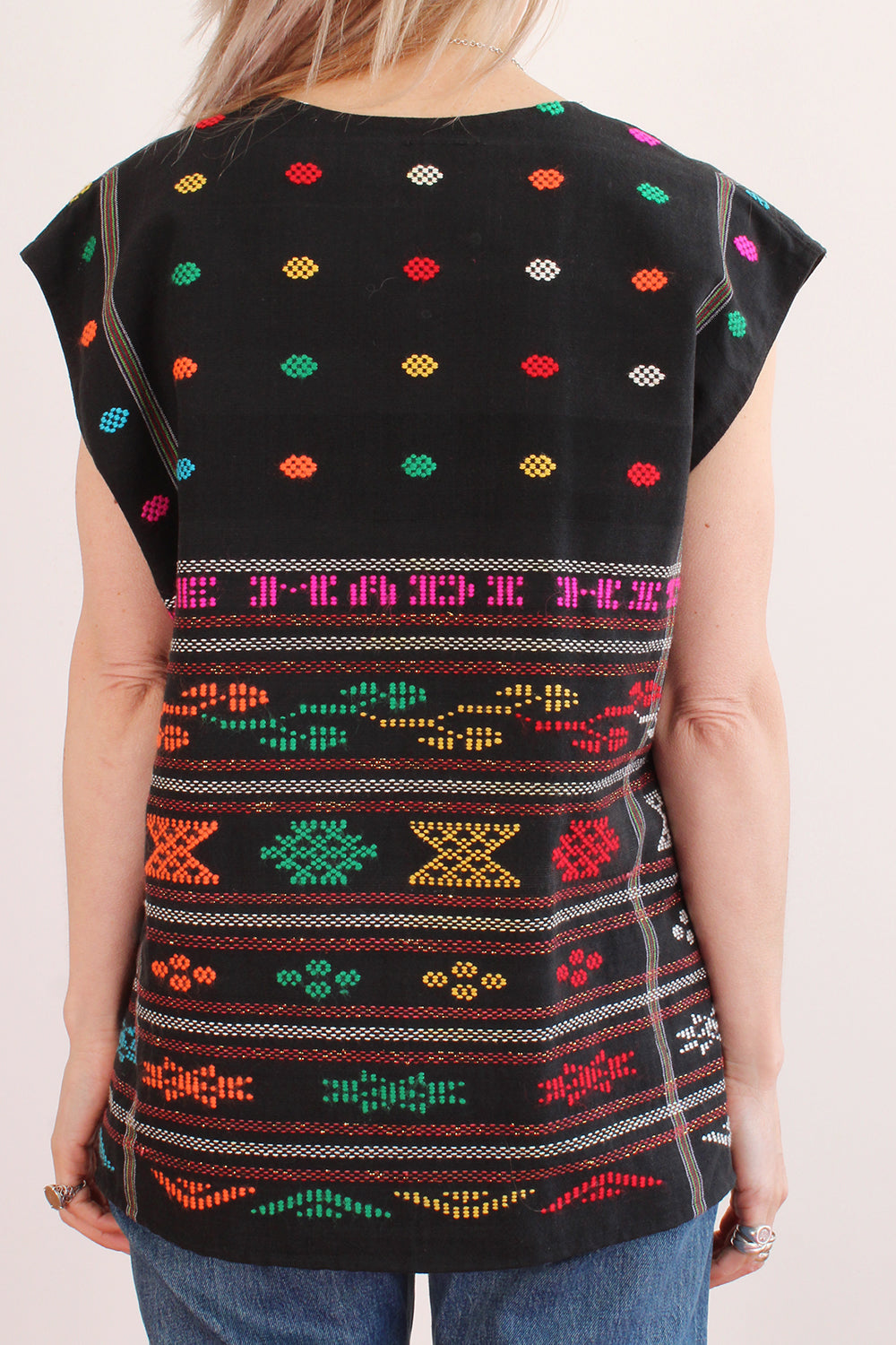 Vintage Mexicaanse geborduurde top