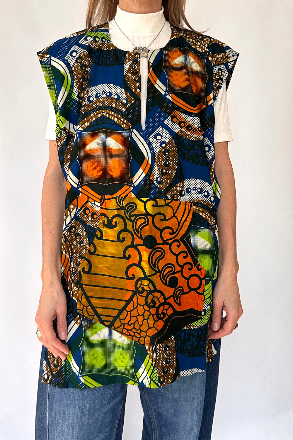 Vintage Afrikaanse batik tuniek complete look overzicht cut out uniek
