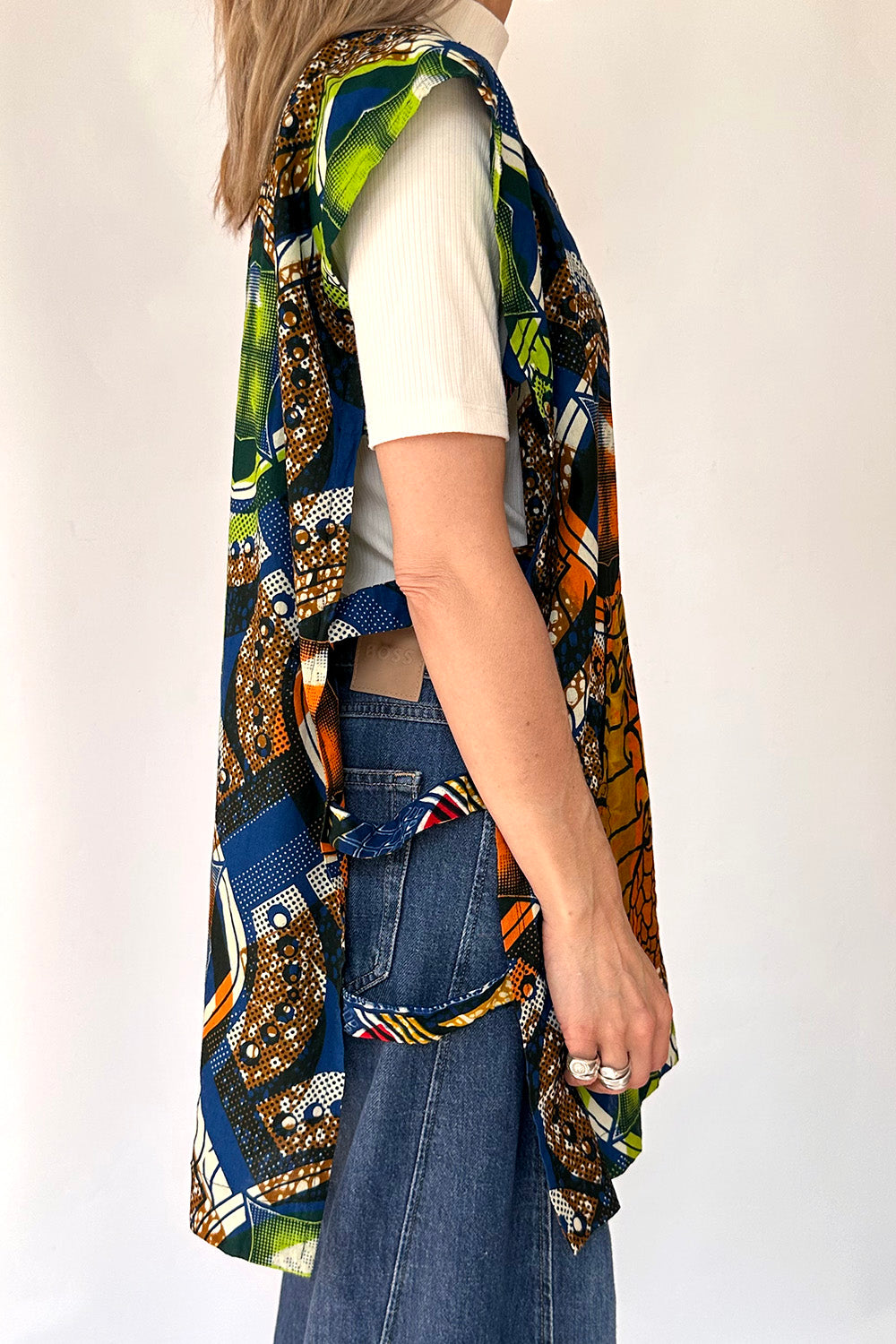 Vintage Afrikaanse batik tuniek zijkant cut out detail jaren 90
