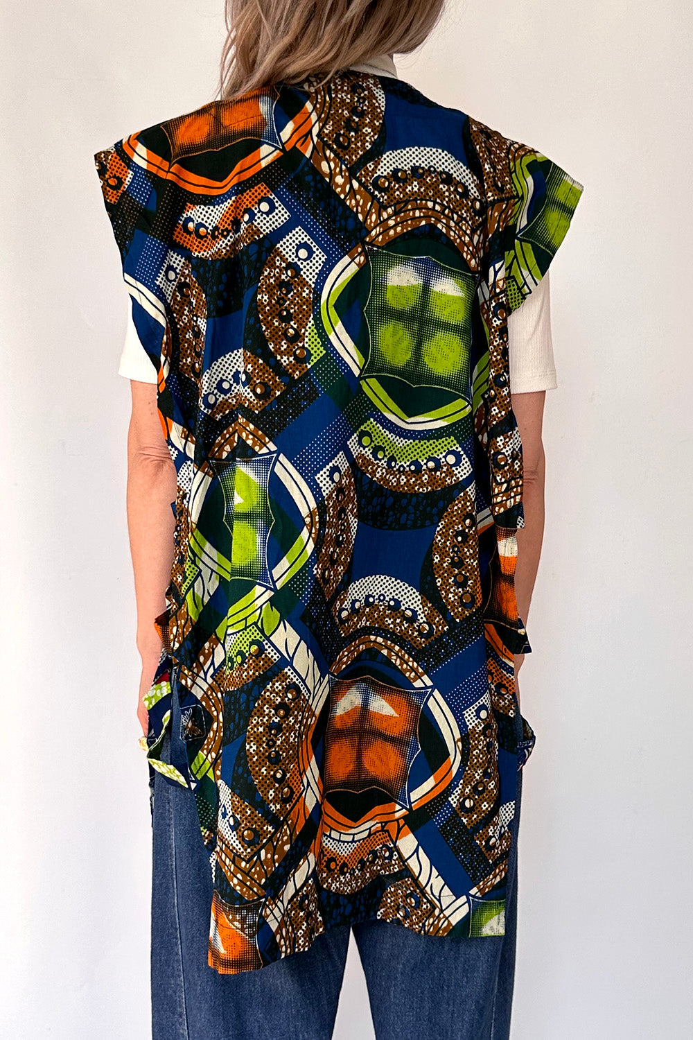 Vintage batik tuniek Afrikaanse print achterkant uniek patroon