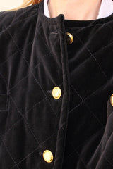Vintage doorgestikte velvet blazer