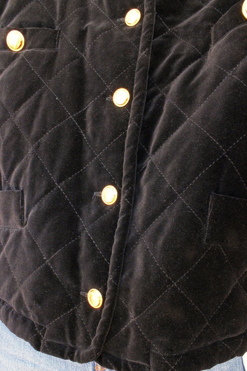 Vintage doorgestikte velvet blazer