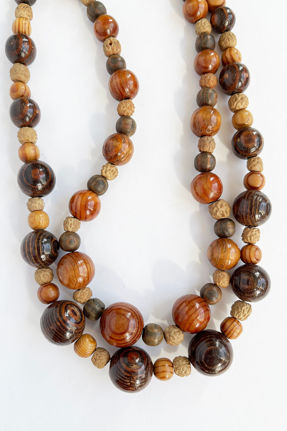 Vintage dubbele houten kralenketting