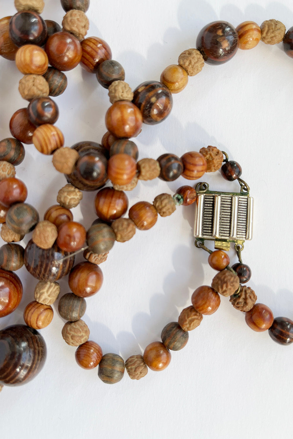 Vintage dubbele houten kralenketting