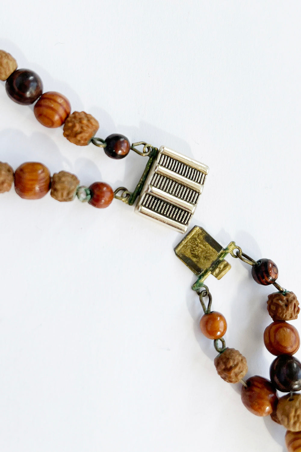 Vintage dubbele houten kralenketting