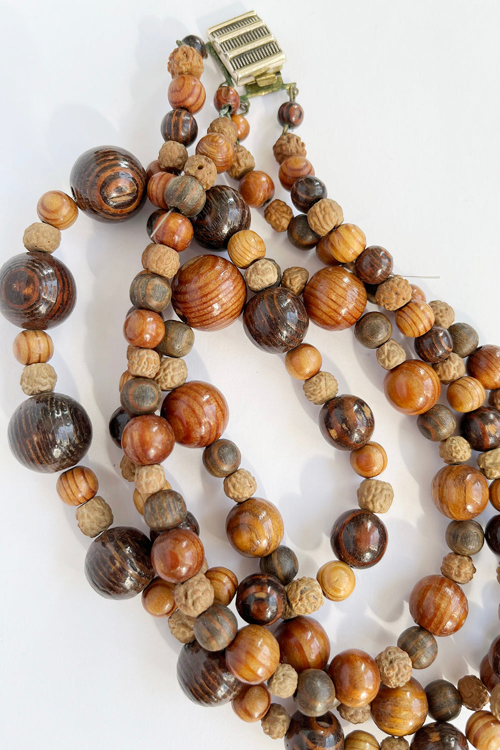 Vintage dubbele houten kralenketting